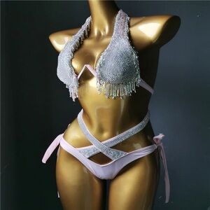 venus vacation diamond tassels swimwear sexy bikini set bling stones rhinest